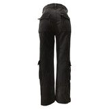 Ripped Burnt-out Workwear Bag Slightly Flared Denim Trousers