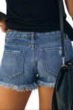 Casual Distressed Mid Rise Denim Shorts