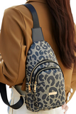 Cheetah Printed PU Leather Zippered Fanny Pack Sling Bag