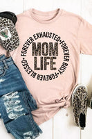 MOM LIFE Letter Leopard Graphic Crew Neck T Shirt
