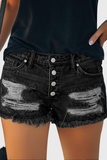 Casual Distressed Mid Rise Denim Shorts